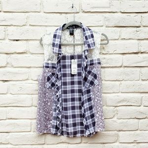 Women's Western Purple Sleeveless Shirt